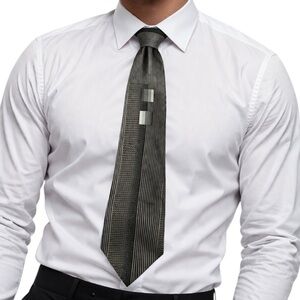 Don Jonathan Men's Black Gold Patterned 100% Silk Tie -